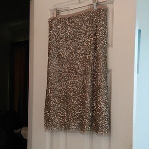 Gorgeous Talbots Skirt Sequin Sparkly Evening Party Cocktail Midi Gold Lined